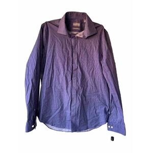 Michael Kors Slim Fit Micro Polka Dot Print Stretch Long Sleeve Woven Shirt Sz M